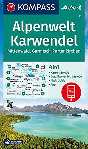 KOMPASS Wanderkarte Alpenwelt Karwendel Mittenwald, Garmisch-Partenkirchen: 4in1 Wanderkarte 1:50000 mit Aktiv Guide und Detailkarten inklusive Karte ... Skitouren. (KOMPASS-Wanderkarten, Band 6)