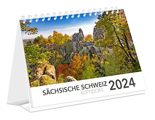 Kalender Sächsische Schweiz kompakt 2024 | 21 x 15 cm | weißes Kalendarium