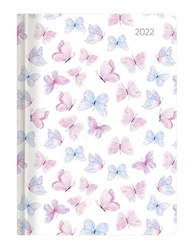 Ladytimer Grande Pastel Butterflies 2022 - Taschen-Kalender A5 (15x21 cm) - Schmetterlinge - Notiz-Buch - Weekly - 128 Seiten - Alpha Edition