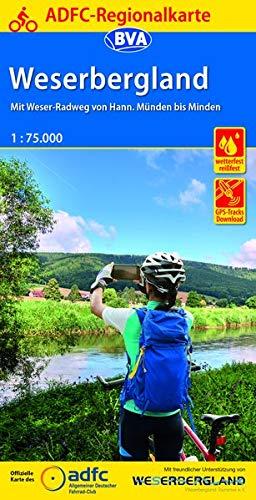 ADFC-Regionalkarte Weserbergland, 1:75.000, reiß- und wetterfest, GPS-Tracks Download: Mit Weser-Radweg von Hann.Münden bis Minden (ADFC-Regionalkarte 1:75000)