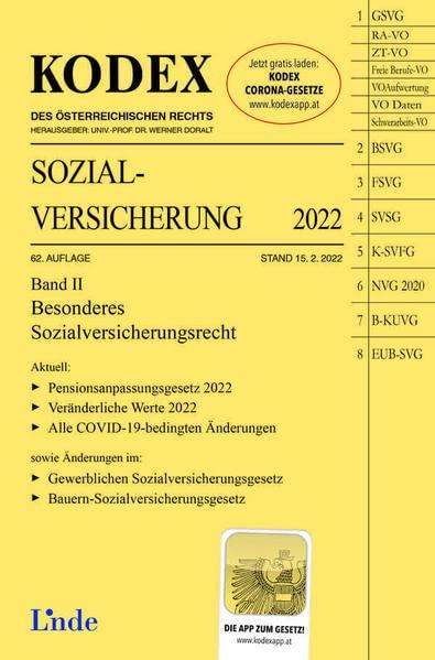 KODEX Sozialversicherung 2022, Band II (Kodex des Österreichischen Rechts)