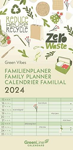 GreenLine Green Vibes 2024 Familienplaner - Familien-Kalender - Kinder-Kalender 22x45