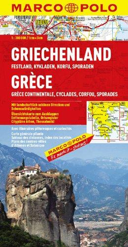 MARCO POLO Karte Griechenland, Festland, Kykladen, Korfu, Sporaden: Festland, Kykladen, Korfu, Sporaden / Mit landschaftlichen schönen Strecken und ... Ortsregister / Citypläne Athen, Thessaloniki