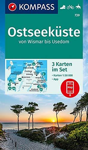 KOMPASS Wanderkarte Ostseeküste von Wismar bis Usedom: 3 Wanderkarten 1:50000 im Set inklusive Karte zur offline Verwendung in der KOMPASS-App. Fahrradfahren, Reiten. (KOMPASS-Wanderkarten)