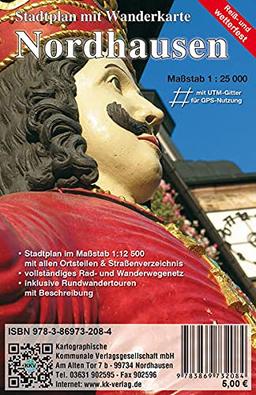 Nordhausen: Stadtplan mit Rad- und Wanderkarte (reiß- und wetterfest)