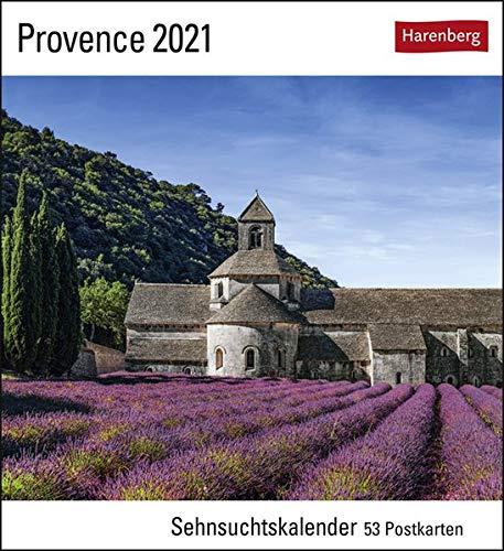 Provence Sehnsuchtskalender 2021 - Postkartenkalender mit Wochenkalendarium - 53 perforierte Postkarten zum Heraustrennen - zum Aufstellen oder Aufhängen - Format 16 x 17,5 cm