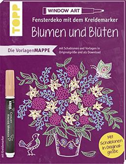 Vorlagenmappe Fensterdeko mit dem Kreidemarker - Blumen und Blüten. Inkl. Original Kreidemarker von Kreul und Schablonen: 7 Vorlagenbögen mit Motiven ... Schablonen plus sämtliche Motive als Download