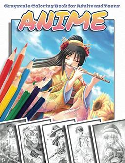 Anime Grayscale Coloring Book for Adults and Teens