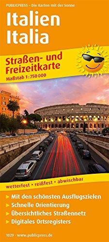 Italien, Italia: Straßen- und Freizeitkarte mit Touristischen Straßen, Highlights der Region und digitalem Ortsregister. 1:750 000 (Straßen- und Freizeitkarte / StuF)