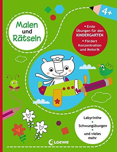 Malen und Rätseln - Erste Übungen für den Kindergarten (4+): Beschäftigung für Kinder zur Förderung der Feinmotorik und Konzentration