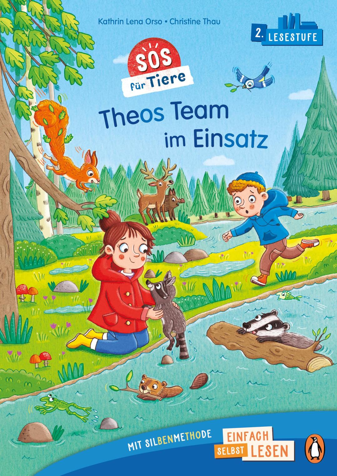 Penguin JUNIOR – Einfach selbst lesen: SOS für Tiere – Theos Team im Einsatz (Lesestufe 2): Erstlesebuch mit Silbenmethode für die 1. Klasse. 2. Lesestufe für Kinder ab 6 Jahren