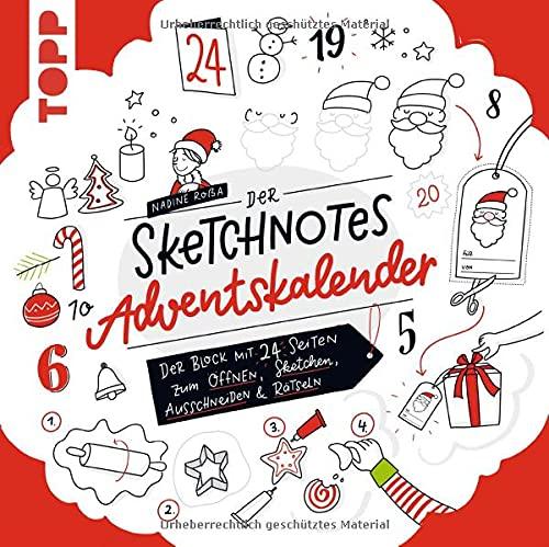 Der Sketchnotes Adventskalender: Der Block mit 24 Seiten zum Öffnen, Sketchen, Ausschneiden & Rätseln