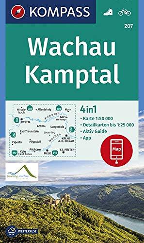 Wachau, Kamptal: 4in1 Wanderkarte 1:50000 mit Aktiv Guide und Detailkarten inklusive Karte zur offline Verwendung in der KOMPASS-App. Fahrradfahren. (KOMPASS-Wanderkarten, Band 207)