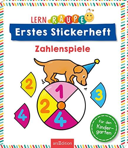 Lernraupe – Erstes Stickerheft – Zahlenspiele: Rätsel- und Lernspaß mit kunterbunten Stickern für Kindergartenkinder