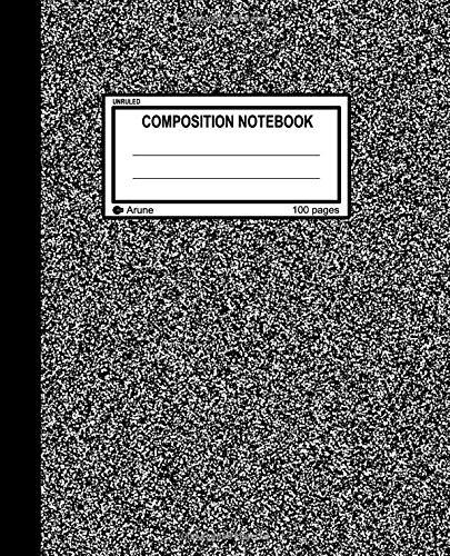 Unruled Composition Notebook: Flex Cover, 100 unruled pages [50 sheets], 7.5" x 9.25, black fine grain (Arune Composition Books, Band 7)