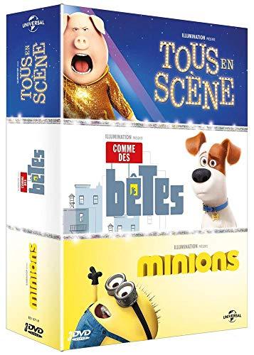 Coffret animation 3 films : tous en scène ; comme des bêtes ; les minions [FR Import]