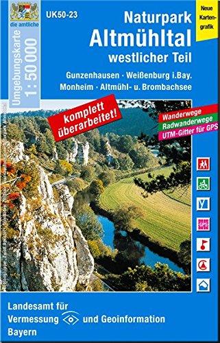 UK50-23  Naturpark Altmühltal, westlicher Teil: Gunzenhausen, Weißenburg i.Bay., Monheim, Altmühl-u. Brombachsee,Treuchtlingen, Donauwörth, Harburg ... Karte Freizeitkarte Wanderkarte)