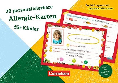 Perfekt organisiert ins neue Kita-Jahr: 20 personalisierbare Allergie-Karten für Kinder: Zum Ankreuzen, Anpassen und Selbst-Ergänzen. Karten mit Begleitheft