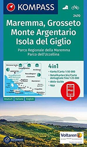 Maremma, Grosseto, Monte Argentario, Isola del Giglio: 4in1 Wanderkarte 1:50000 mit Aktiv Guide und Detailkarten inklusive Karte zur offline ... Fahrradfahren. (KOMPASS-Wanderkarten)