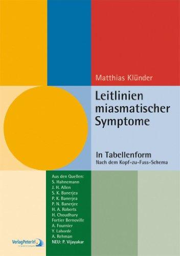 Leitlinien miasmatischer Symptome: In Tabellenform - Nach dem Kopf-zu-Fuss-Schema