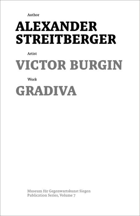 Victor Burgin: Gradiva (Schriftenreihe des Museums für Gegenwartskunst Siegen, 7)