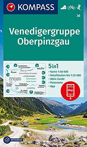 KOMPASS Wanderkarte Venedigergruppe; Oberpinzgau: 5in1 Wanderkarte 1:50000 mit Panorama, Aktiv Guide und Detailkarten inklusive Karte zur offline ... Skitouren. (KOMPASS-Wanderkarten, Band 38)