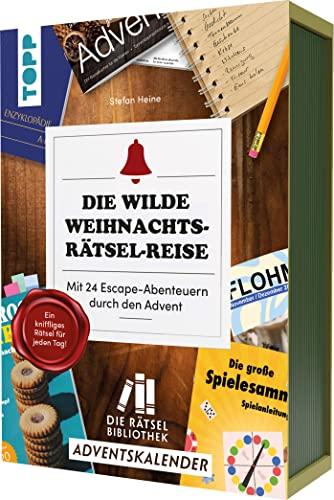 Die Rätselbibliothek. Adventskalender – Die wilde Weihnachts-Rätsel-Reise. Mit 24 Escape-Abenteuern durch den Advent: Der Schuber mit 24 Heften, für Rätselspaß im Advent