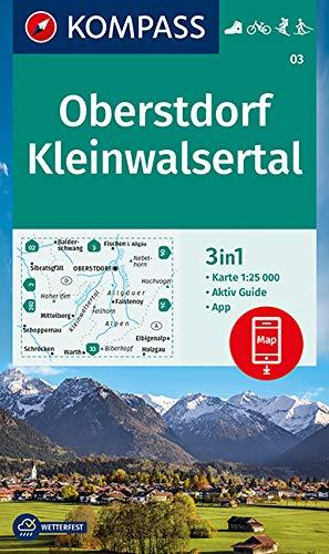 KOMPASS Wanderkarte Oberstdorf, Kleinwalsertal: 3in1 Wanderkarte 1:25000 mit Aktiv Guide inklusive Karte zur offline Verwendung in der KOMPASS-App. ... Langlaufen. (KOMPASS-Wanderkarten, Band 3)