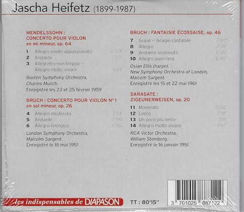 Jascha Heifetz joue Mendelssohn, Bruch et Sarasate. Munch, Sargent, Steinberg.