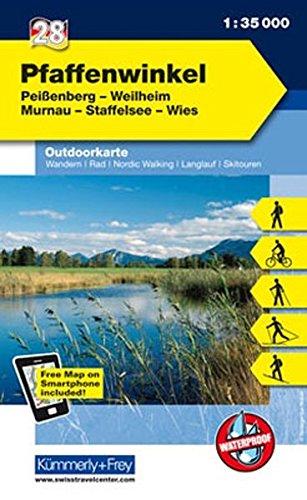 Deutschland Outdoorkarte 28 Pfaffenwinkel 1 : 35.000: Peißenberg, Weilheim, Murnau, Staffelsee, Wies. Wanderwege, Radwanderwege, Nordic Walking (Kümmerly+Frey Outdoorkarten Deutschland)