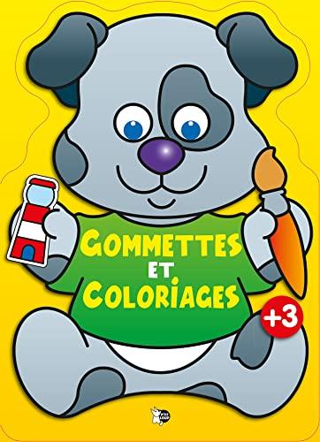 Gommettes et coloriages : chien bleu : + 3