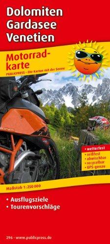 Motorradkarte Dolomiten - Gardasee - Venetien: Mit Ausflugszielen und Freizeittipps, wetterfest, reissfest, abwischbar, recycelbar, GPS-genau. Mit ... reissfest, abwischbar, recycelbar, GPS-genau