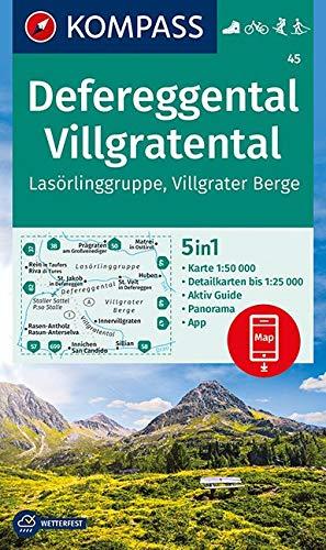 Defereggental, Villgratental, Lasörlinggruppe, Villgrater Berge: 5in1 Wanderkarte 1:50000 mit Panorama, Aktiv Guide und Detailkarten inklusive Karte ... Langlaufen. (KOMPASS-Wanderkarten, Band 45)