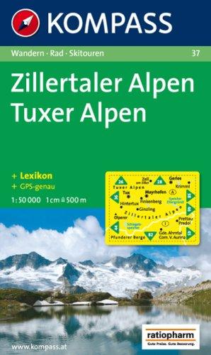 Zillertaler Alpen, Tuxer Alpen: Wander-, Rad- und Skitourenkarte. GPS-genau. 1:50.000