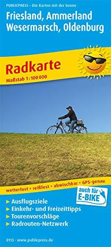 Friesland, Ammerland, Wesermarsch, Oldenburg: Radkarte mit Ausflugszielen, Einkehr- & Freizeittipps, wetterfest, reissfest, abwischbar, GPS-genau. 1:100000 (Radkarte / RK)