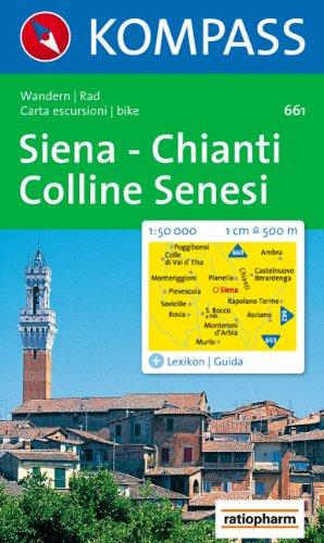 Kompass Karten, Siena, Chianti, Colline Senesi: Wande- und Bikekarte. Carta escursioni e bike (Carte de Randon)