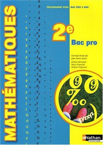 Mathématiques, 2e bac pro : programme 2009, bac pro 3 ans