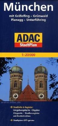 ADAC StadtPlan München mit Gräfelfing, Grünwald, Planegg, Unterföhring 1:20 000