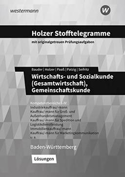 Holzer Stofftelegramme Baden-Württemberg – Wirtschafts- und Sozialkunde (Gesamtwirtschaft): Kompetenzbereiche I-IV - Industriekauffrau/-mann, Groß- und Außenhandelskauffrau/-mann Lösungen