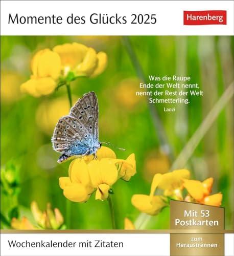 Momente des Glücks Postkartenkalender 2025 - Wochenkalender mit Zitaten, mit 53 Postkarten: Positive Stimmung und Zufriedenheit im Postkartenformat. ... Verschicken (Postkartenkalender Harenberg)