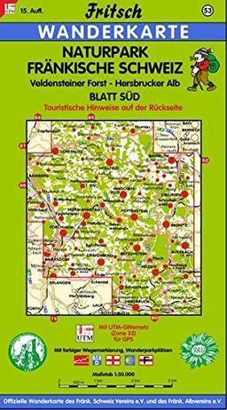 Fritsch Karten, Nr.53, Naturpark Fränkische Schweiz, Blatt Süd (Fritsch Wanderkarten 1:50000)