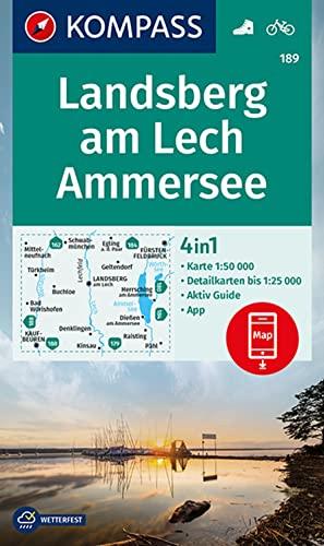 KOMPASS Wanderkarte 189 Landsberg am Lech, Ammersee: 4in1 Wanderkarte 1:50000 mit Aktiv Guide und Detailkarten inklusive Karte zur offline Verwendung ... (KOMPASS-Wanderkarten, Band 189)