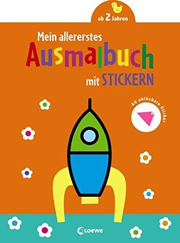 Mein allererstes Ausmalbuch mit Stickern (Rakete): Malbuch zum Fördern von Kreativität und Motorik für Kinder ab 24 Monate