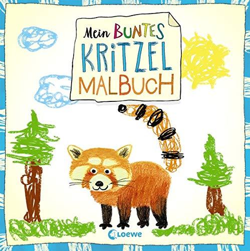 Mein buntes Kritzel-Malbuch (Roter Panda): Kritzelbuch mit über 40 farbigen Motiven für Kinder ab 2 Jahre - Erstes Kritzeln und Ausmalen für Mädchen und Jungen