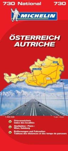 Österreich: Nationalkarte: Ortsverzeichnis. Stadtpläne: Wien, Salzburg. Entfernungen und Fahrzeiten (Michelin Nationalkarte)