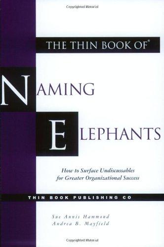 The Thin Book Of Naming Elephants: How To Surface Undiscussables For Greater Organizational Success