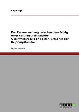 Der Zusammenhang zwischen dem Erfolg einer Partnerschaft und der Geschwisterposition beider Partner in der Ursprungsfamilie