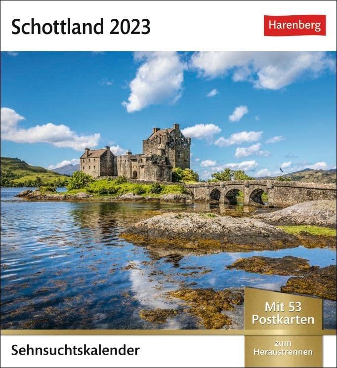 Schottland Sehnsuchtskalender 2023. Postkarten-Fotokalender voll typisch schottischer Motive. Wochenkalender mit Urlaubsfeeling. Die Schönheit ... Aufhängen.: Wochenkalender mit 53 Postkarten