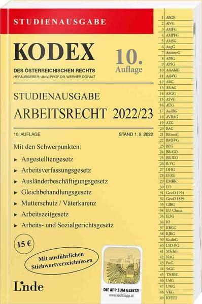 KODEX Studienausgabe Arbeitsrecht 2022/23: Studienausgabe