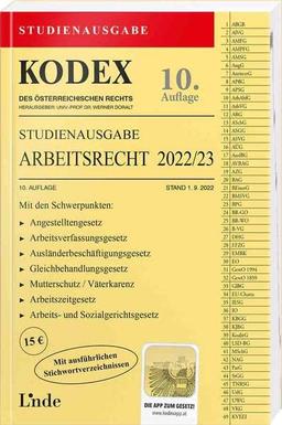 KODEX Studienausgabe Arbeitsrecht 2022/23: Studienausgabe